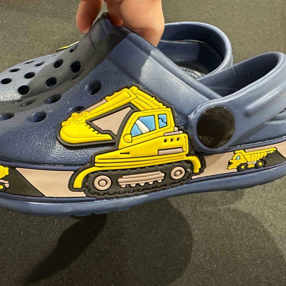 Kids Blue Clogs with Construction Theme